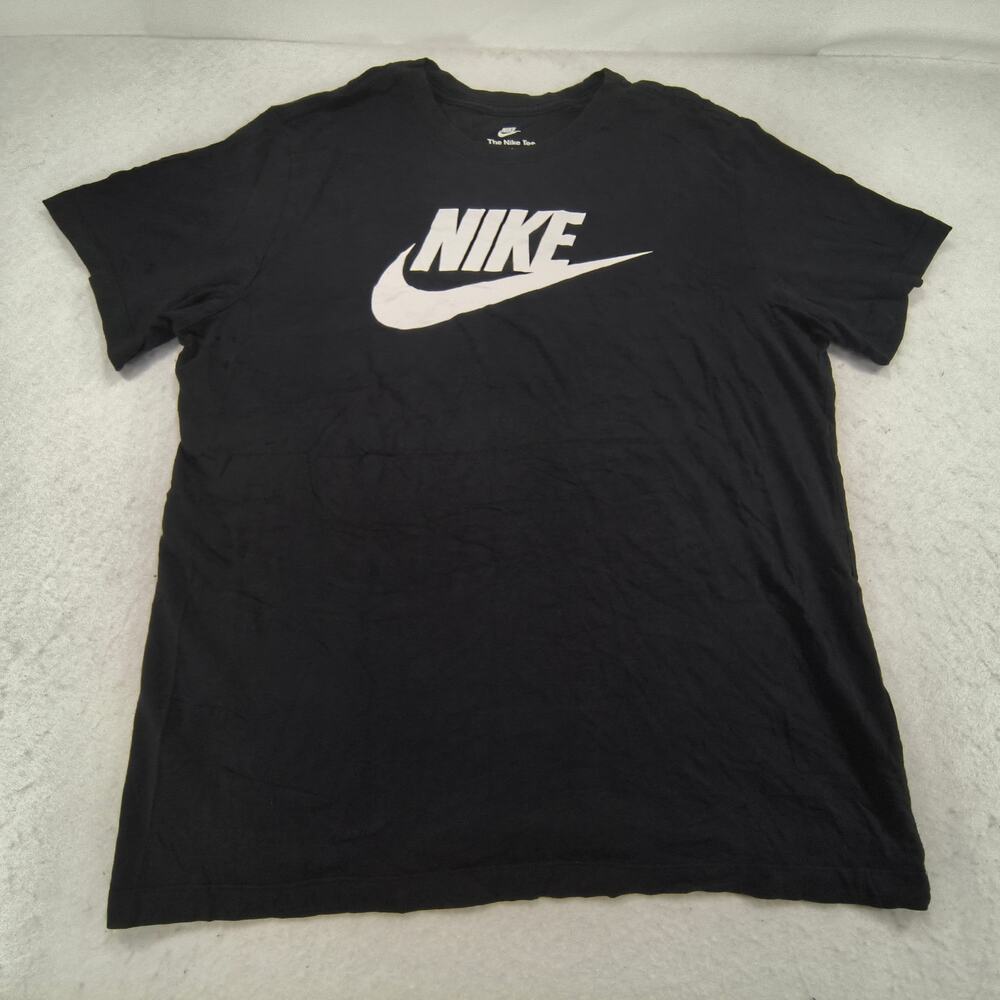 Nike Tee Graphic Crew Neck Short Sleeve Shirt Mens Size Large L Black White - Picture 2 of 8